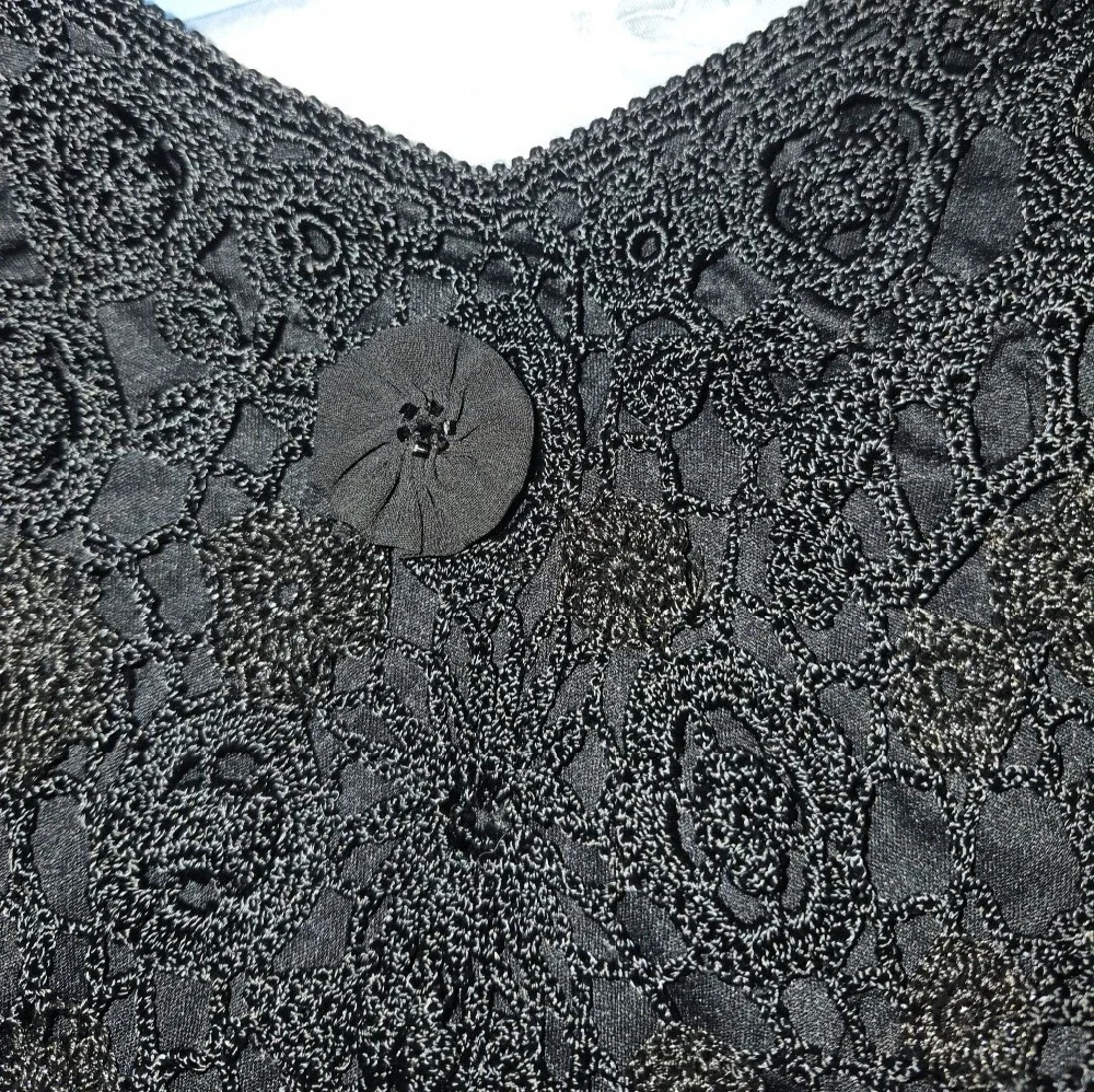 Vintage Black Crochet Lace V-Neck Asymetrical  Women’s Dress - Picture 12 of 16
